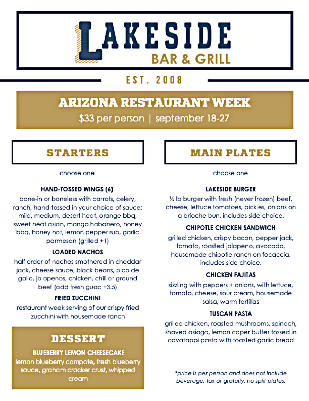 top sports bar and grill Peoria AZ, offering restaurant week specials